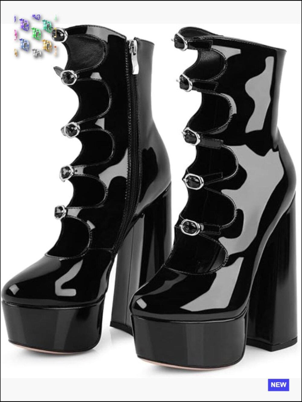 Chunky Platform Boots Goth Side Zipper Block Heels Y2K Edgy 6 Inch Heel